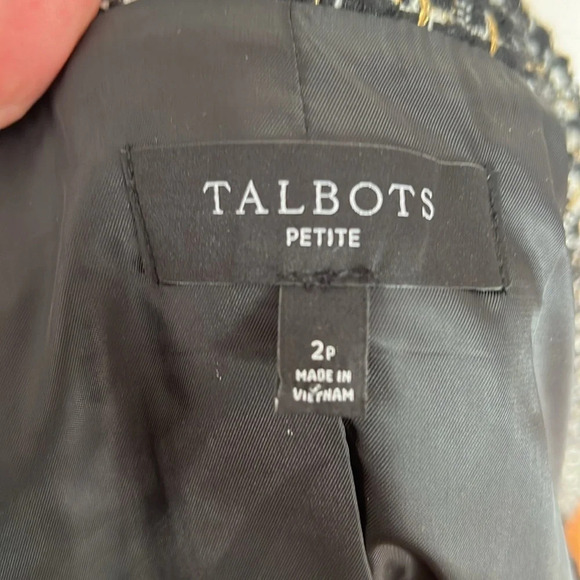 Talbots Tweed Lady Jacket in Black/White/Gold with a Small Ruffle Detail - 2P - Picture 9 of 10